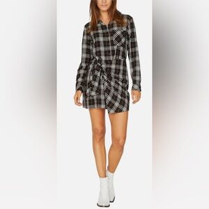 Sanctuary Black Plaid Flannel Wrap Dress